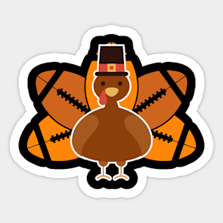 Turkey With Football Balls I Funny Thanksgiving Sticker